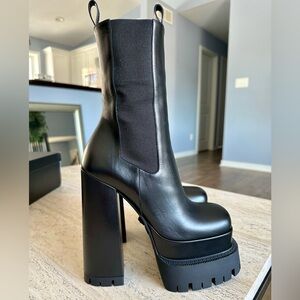Versace Black Platform Heeled Boots